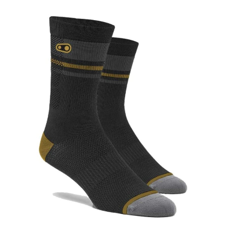 Crank Brothers Icon Chaussettes de VTT Noir/Or/Gris S/M, Multicolore, 38-42 Mixte