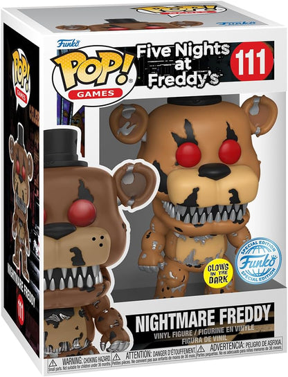 Funko POP! & Tee: Five Nights At Freddy's (FNAF) - Nightmare Freddy Fazbear - Glow In the Dark - Small - (S) - T-Shirt - Clothes With Collectable Vinyl Figure - Gift Idea for Adults Unisex