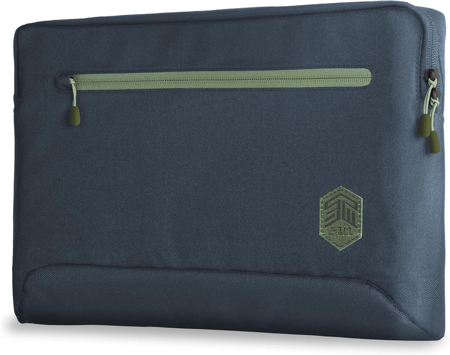 STM ECO Sleeve Laptop Bag 16 Inch Compatible with Apple MacBook Pro 16 Inch (Made of 100% Recycled Polyester, Large Inner Pocket with Outer Additional Compartment, Smooth Zips) - Blue