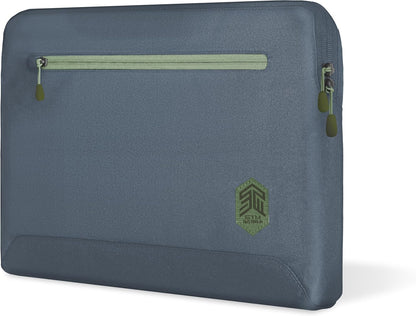 STM ECO Sleeve Laptop Bag 16 Inch Compatible with Apple MacBook Pro 16 Inch (Made of 100% Recycled Polyester, Large Inner Pocket with Outer Additional Compartment, Smooth Zips) - Blue