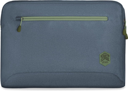 STM ECO Sleeve Laptop Bag 16 Inch Compatible with Apple MacBook Pro 16 Inch (Made of 100% Recycled Polyester, Large Inner Pocket with Outer Additional Compartment, Smooth Zips) - Blue