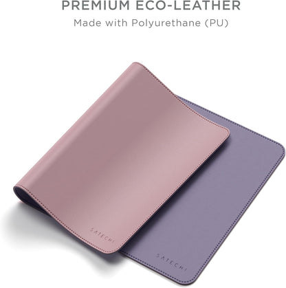 SATECHI Dual Sided Eco-Leather Deskmate - Desk Blotter & Protector - Safe for Lacquered & Varnished Wooden Surfaces (Pink/Purple)