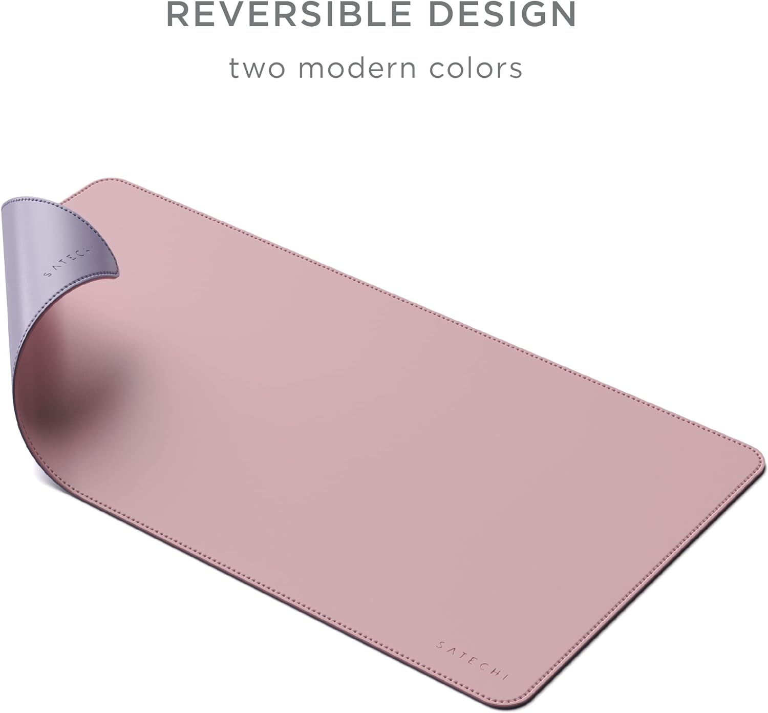 SATECHI Dual Sided Eco-Leather Deskmate - Desk Blotter & Protector - Safe for Lacquered & Varnished Wooden Surfaces (Pink/Purple)