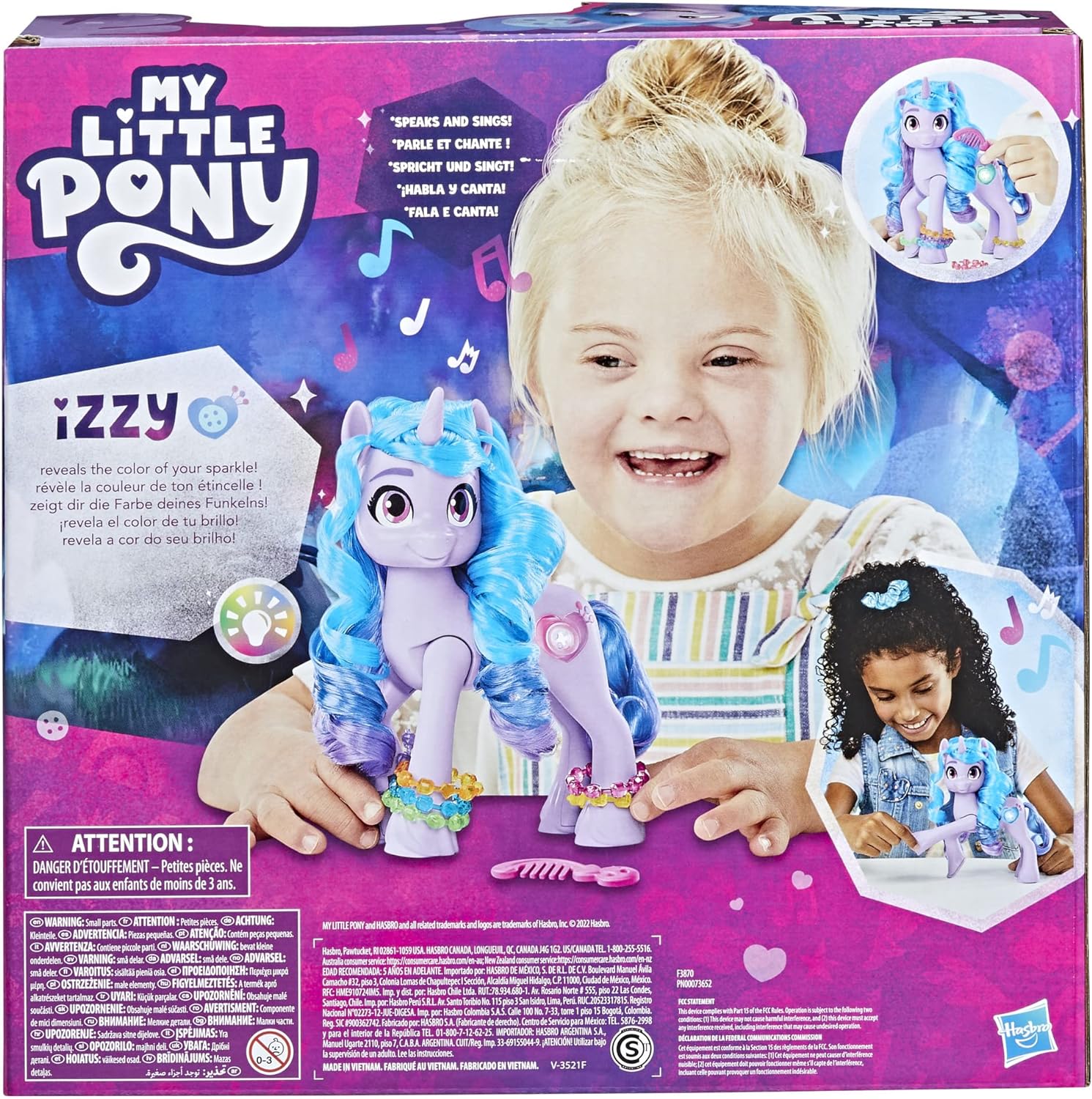 My Little Pony Toys: Make Your Mark Izzy Moonbow See Your Sparkle 8-Inch Purple Pony Toy, Unicorn Toys for 5 Year Old Girls and Boys and Up, with Sounds, Music, and Lights