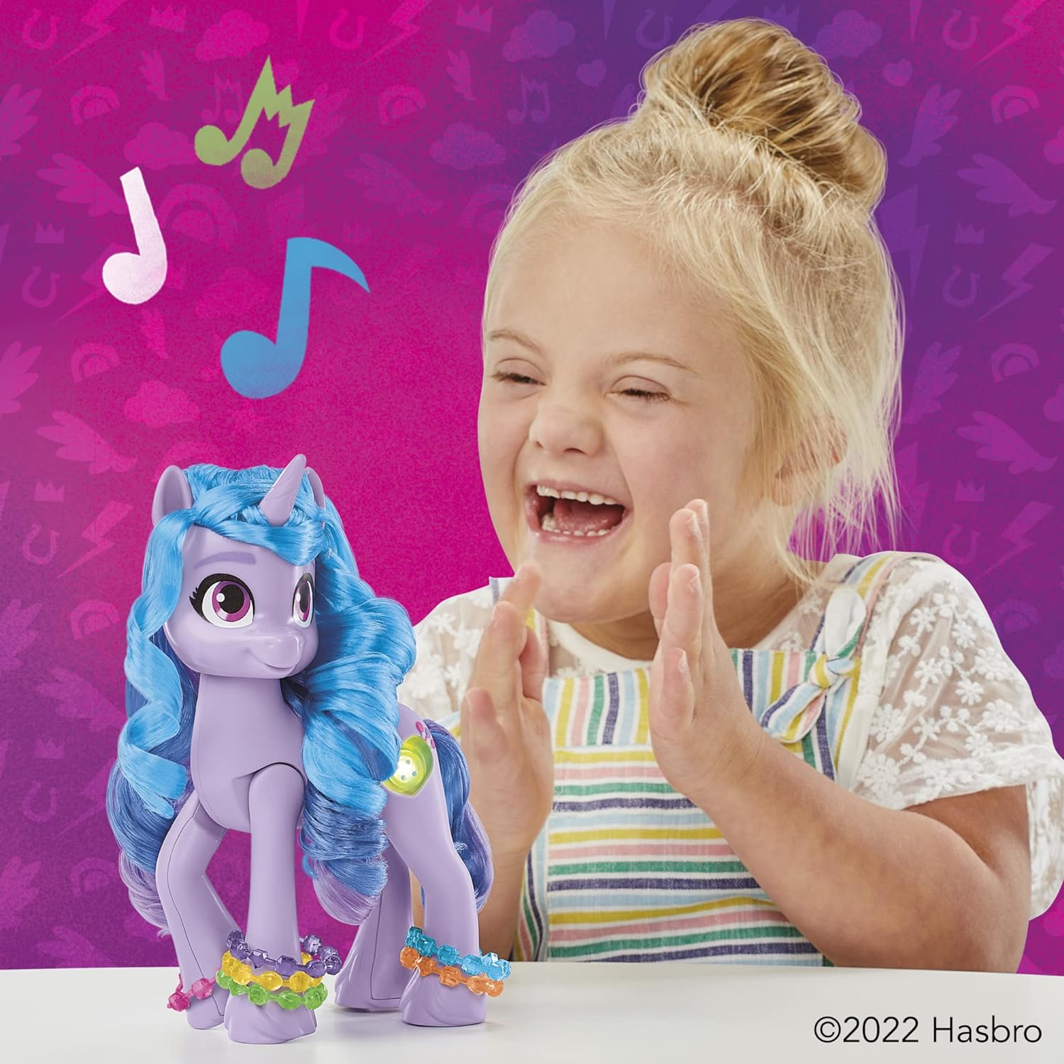 My Little Pony Toys: Make Your Mark Izzy Moonbow See Your Sparkle 8-Inch Purple Pony Toy, Unicorn Toys for 5 Year Old Girls and Boys and Up, with Sounds, Music, and Lights