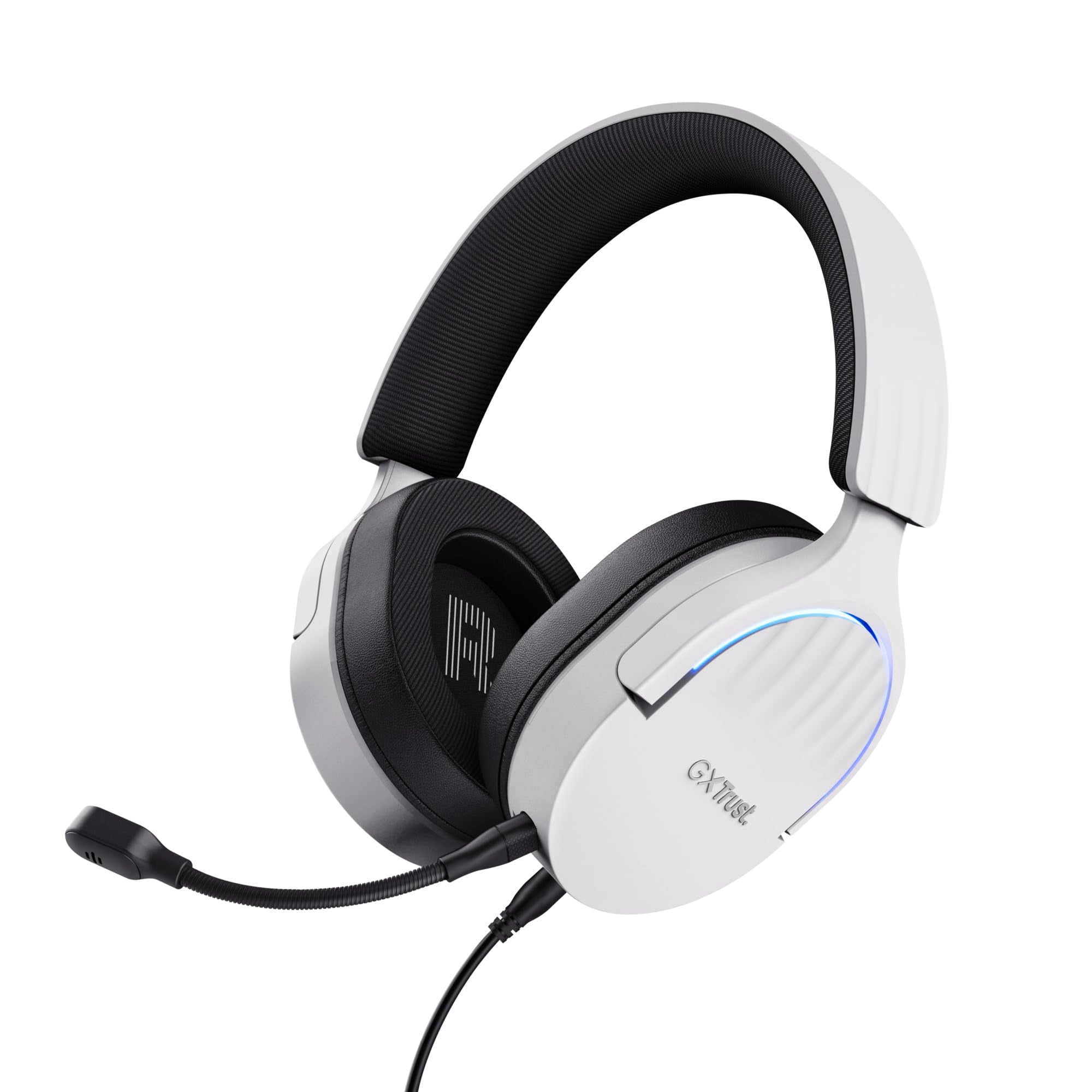 Trust Gaming GXT 490W Fayzo USB Gaming Headset 7.1 Surround Sound, 50mm Drivers, 35% Recycled Plastics, RGB Over-Ear Wired Headphones, with Noise Cancelling Microphone for PC PS5 - White USB 7.1 Surro