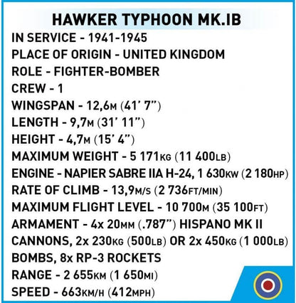 COBI Hawker Typhoon MK.IB, standard size