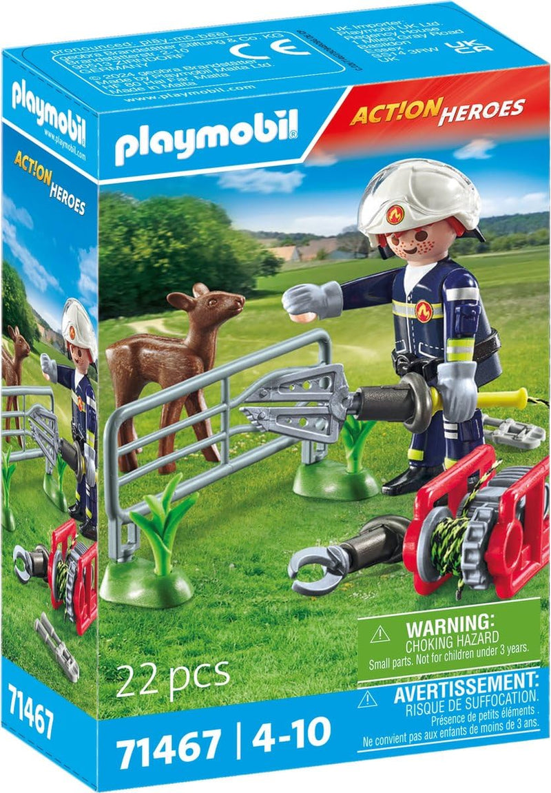 Playmobil 71467 Action Heroes: Firefighting Mission: Animal Rescue, thrilling action, rescue toy, fun imaginative role-play, playsets suitable for children ages 4+