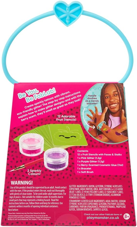 FabLab 24703 Berry Burst Scented Glitter Tattoos, Multi