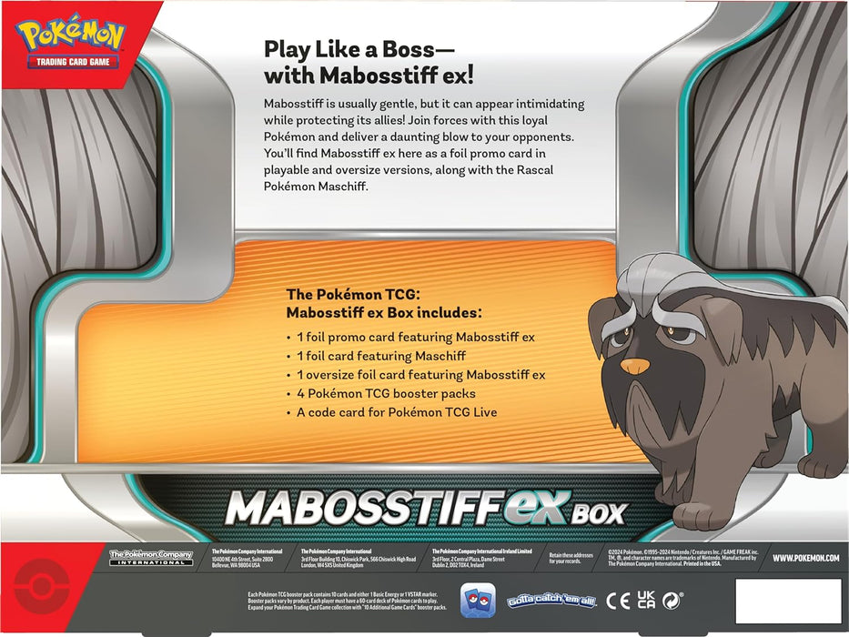 Pokémon TCG: Mabosstiff ex Box (2 Foil Promo Cards, 1 Foil Oversize Card & 4 Booster Packs)