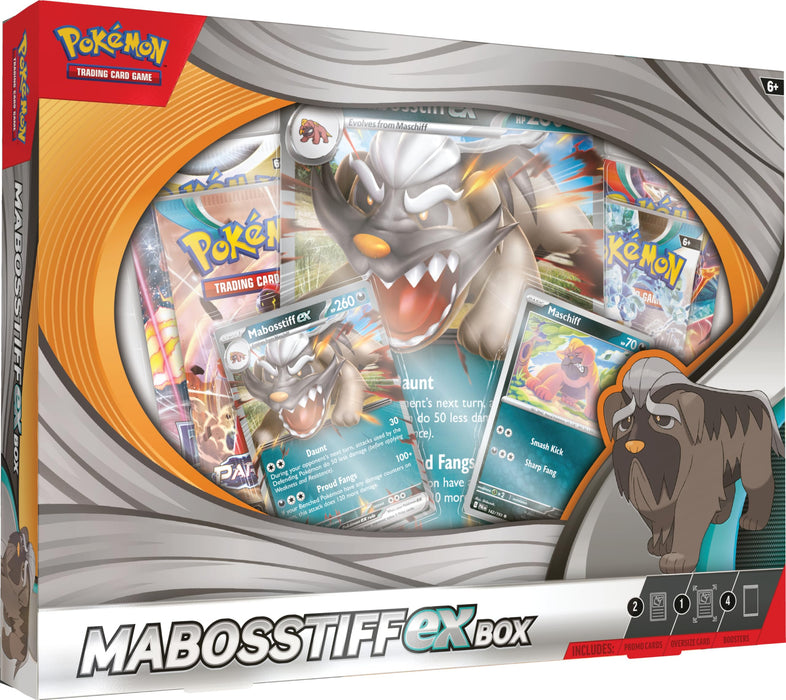 Pokémon TCG: Mabosstiff ex Box (2 Foil Promo Cards, 1 Foil Oversize Card & 4 Booster Packs)