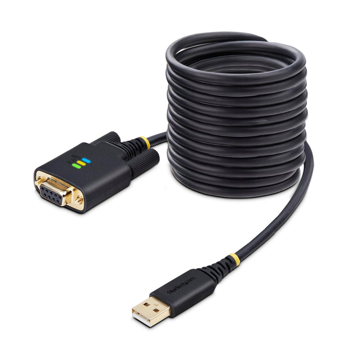 StarTech.com Cable Adaptador USB a Serie de Módem Nulo RS232 3m - Retención COM - FTDI - USB DB9 - Tornillos Intercambiables