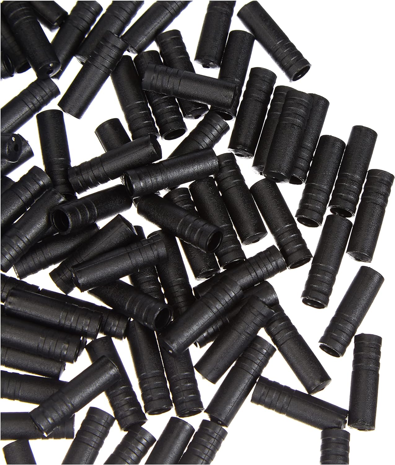 Jagwire Ferrule, Open 100 Pieces Black Plastic 4/4 sleeves