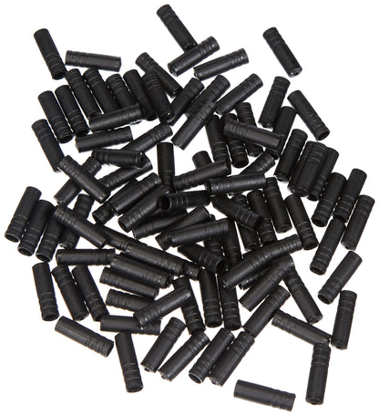 Jagwire Ferrule, Open 100 Pieces Black Plastic 4/4 sleeves