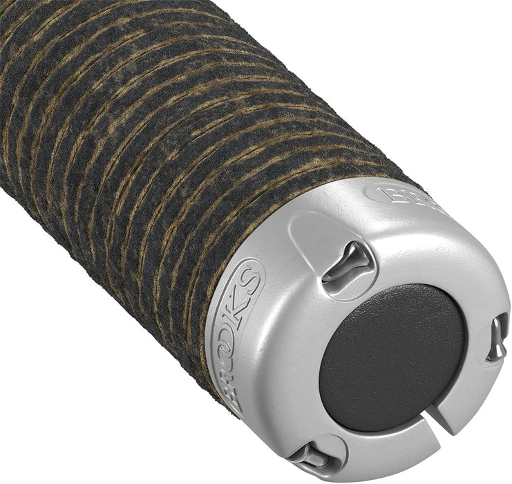 Brooks England Plump Leather Grips (130 + 130 mm) - Black-New22 Unisex Adult Handle - Black, Standard (BLG2LL0A07202