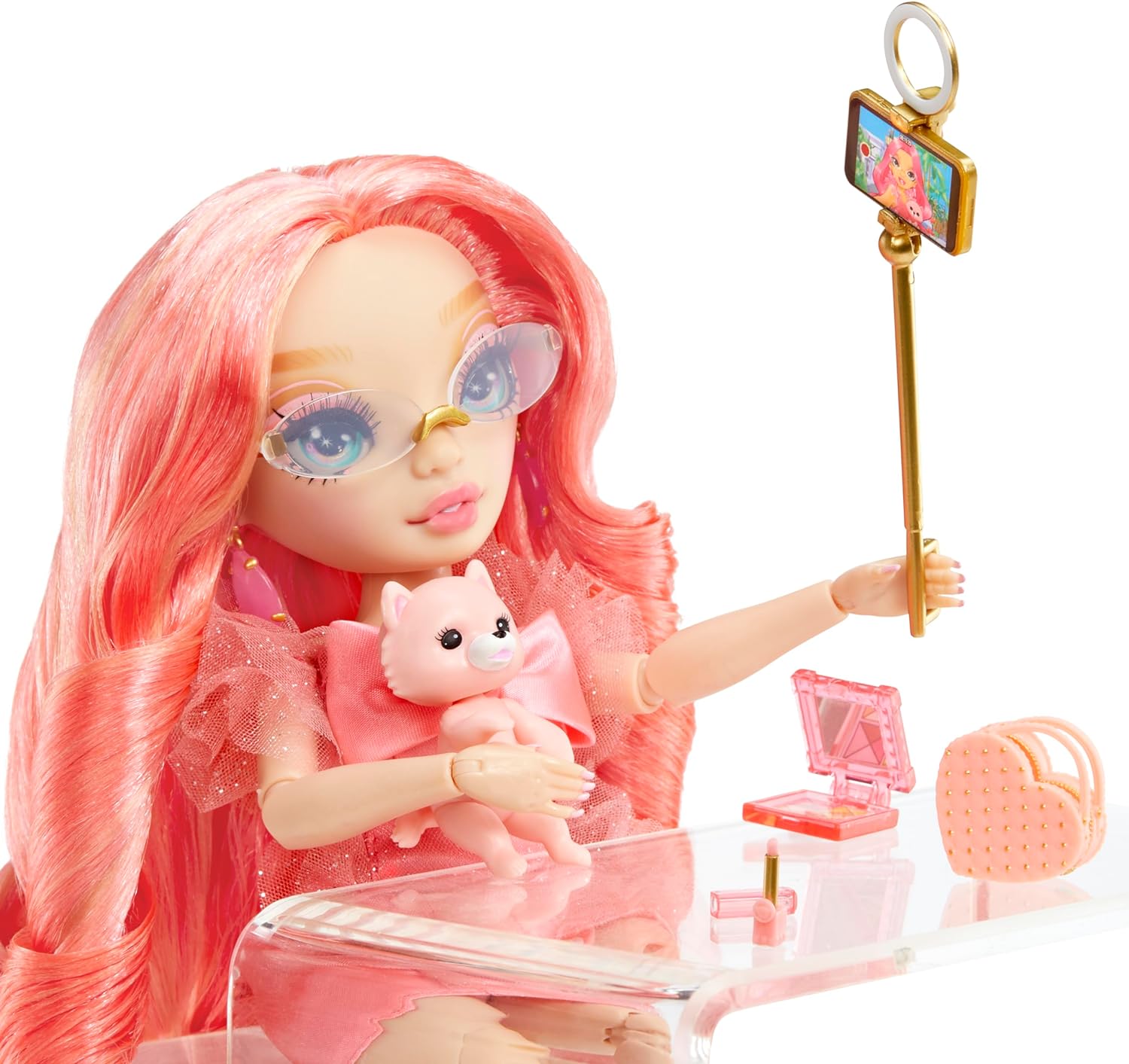 Rainbow High Fashion Doll - Pinkly Paige - Pink Fashion Doll in Fashionable Outfit - With Glasses & 10+ Colourful Play Accessories - Great for Kids 4-12 Years Old and Collectors Modern