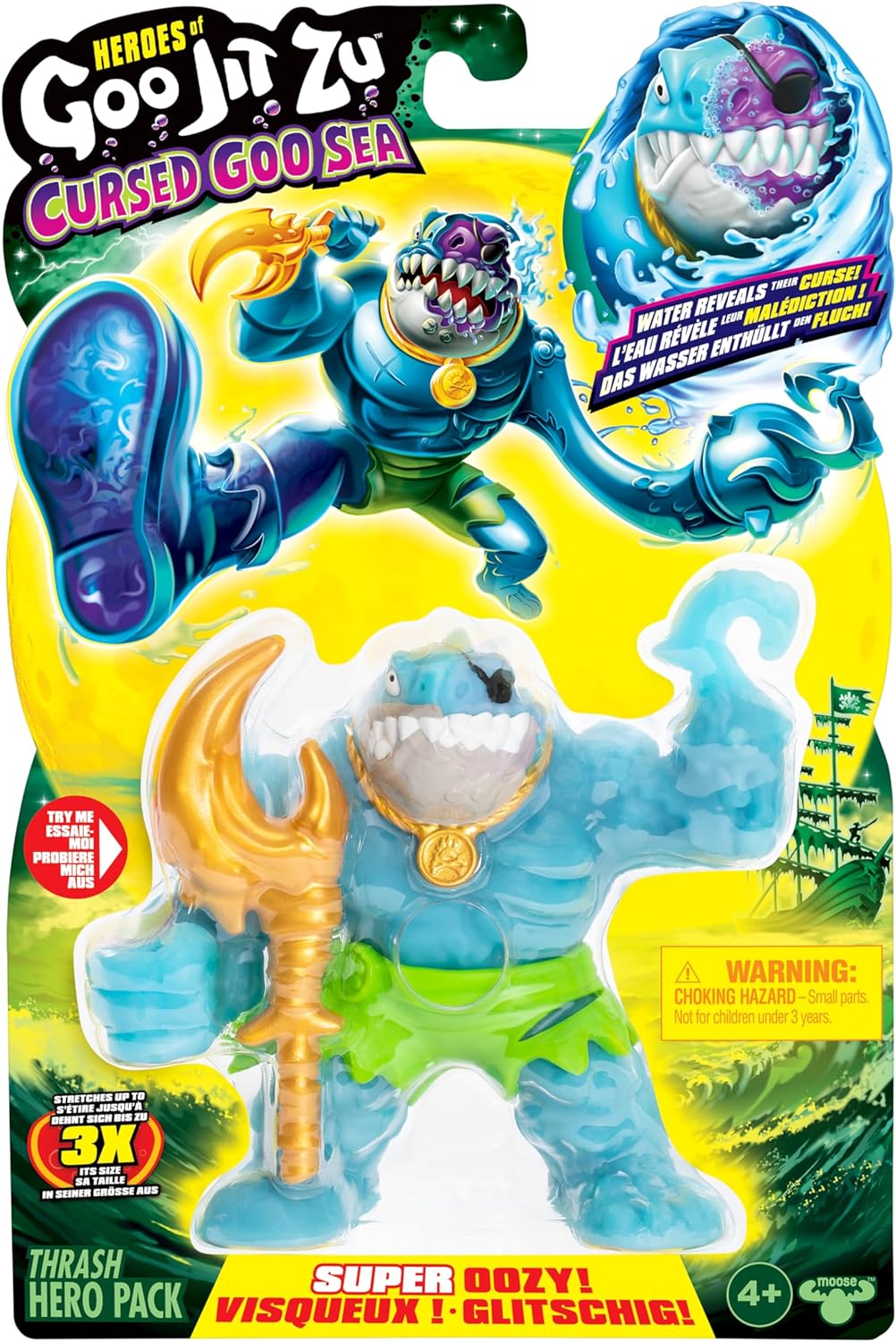 Heroes of Goo Jit Zu Cursed Goo Sea. Super Oozy, Goo Filled Toy Thrash Action Figure Hero Pack. With Colour Changing Face That Reveals His Curse.