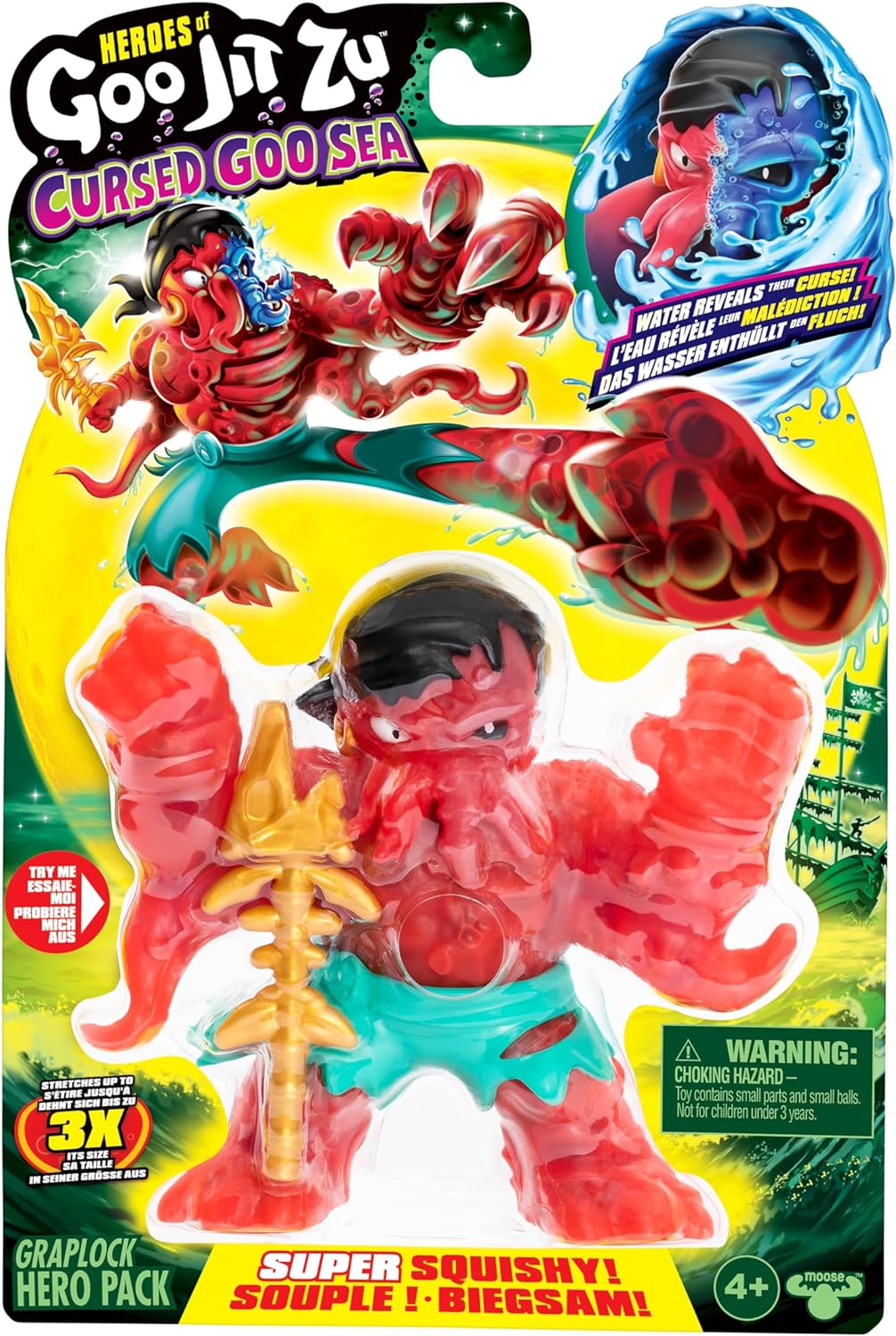 Heroes of Goo Jit Zu Cursed Goo Sea. Super Squishy, Goo Filled Toy Graplock Action Figure Hero Pack. With Colour Changing Face That Reveals His Curse.