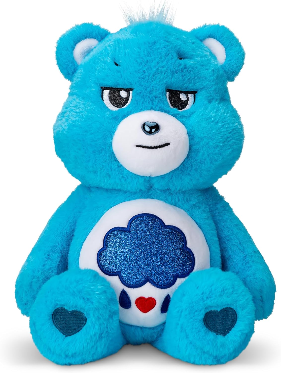 Care Bears , Grumpy Bear 35cm Glitter Belly Plush , Collectable Cute Plush Toy, Cuddly Toys for Children, Soft Toys for Girls Boys, Cute Teddies Suitable for Girls and Boys Ages 4+ , Basic Fun 22132