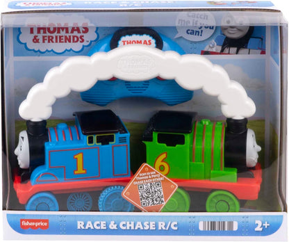 Fisher-Price Thomas & Friends Race & Chase R/C - UK English Edition, remote controlled toy train engines for toddlers and preschool kids, HDB64