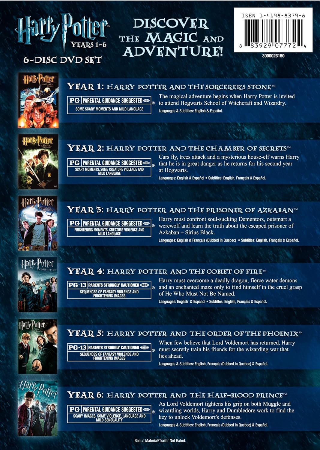 Harry Potter Years 1-6