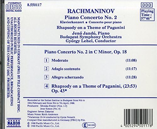 Rachmaninov: Piano Concerto No. 2. Rhapsody on a Theme of Paganini
