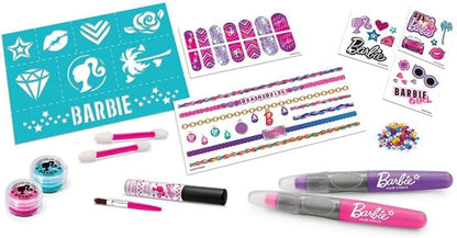 Cra-Z-Art 34072 Barbie 3 in 1 Ultimate Beauty Set Nail Art, Glitter Tattoos, Hair chalks Offcial Merchandise, Each