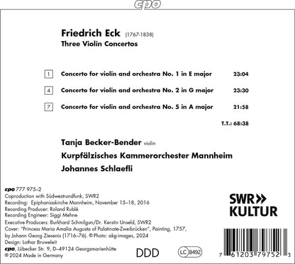 Friedrich Eck: Three Violin Concertos