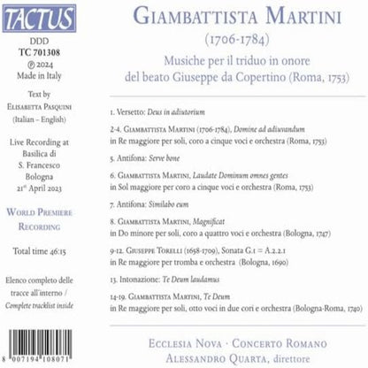 Giambattista Martini: Musiche Per Il Triduo in Onore...