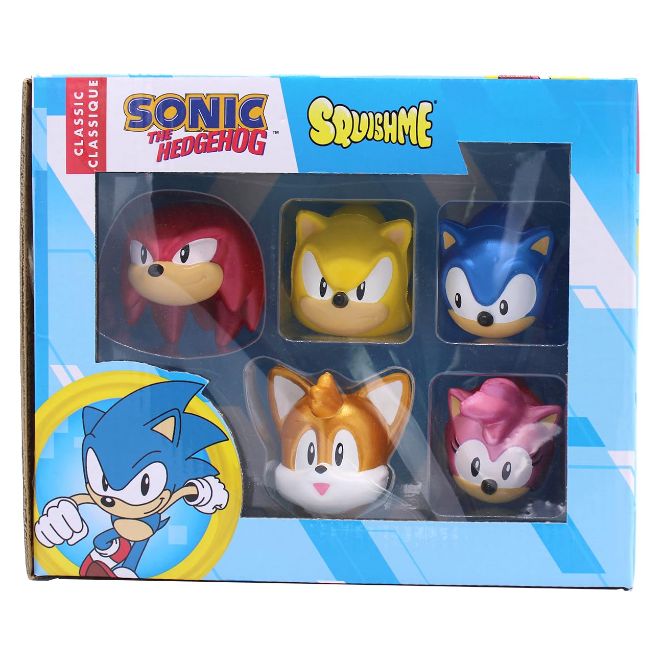 Just Toys LLC Sonic the Hedgehog 5 Piece SquishMe Collectors Box, Small