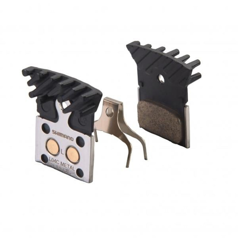 Shimano L04C disc pads and spring, alloy/stainless back with cooling fins, metal sintered