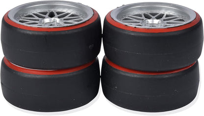 Carson 500900156 - Juego de Ruedas 1:10 Drift (4), Color Plateado y Rojo