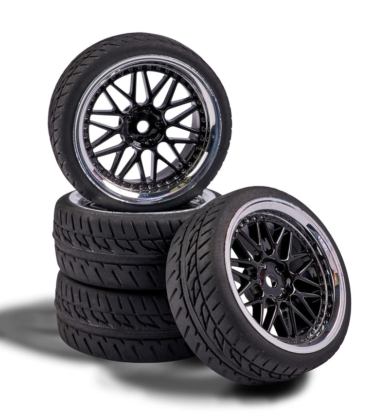 Carson 500900158 1:10 Wheel Y-Design (4) Black/Chrome Model Construction Accessories, Spare Part, Tuning, Tyre Set