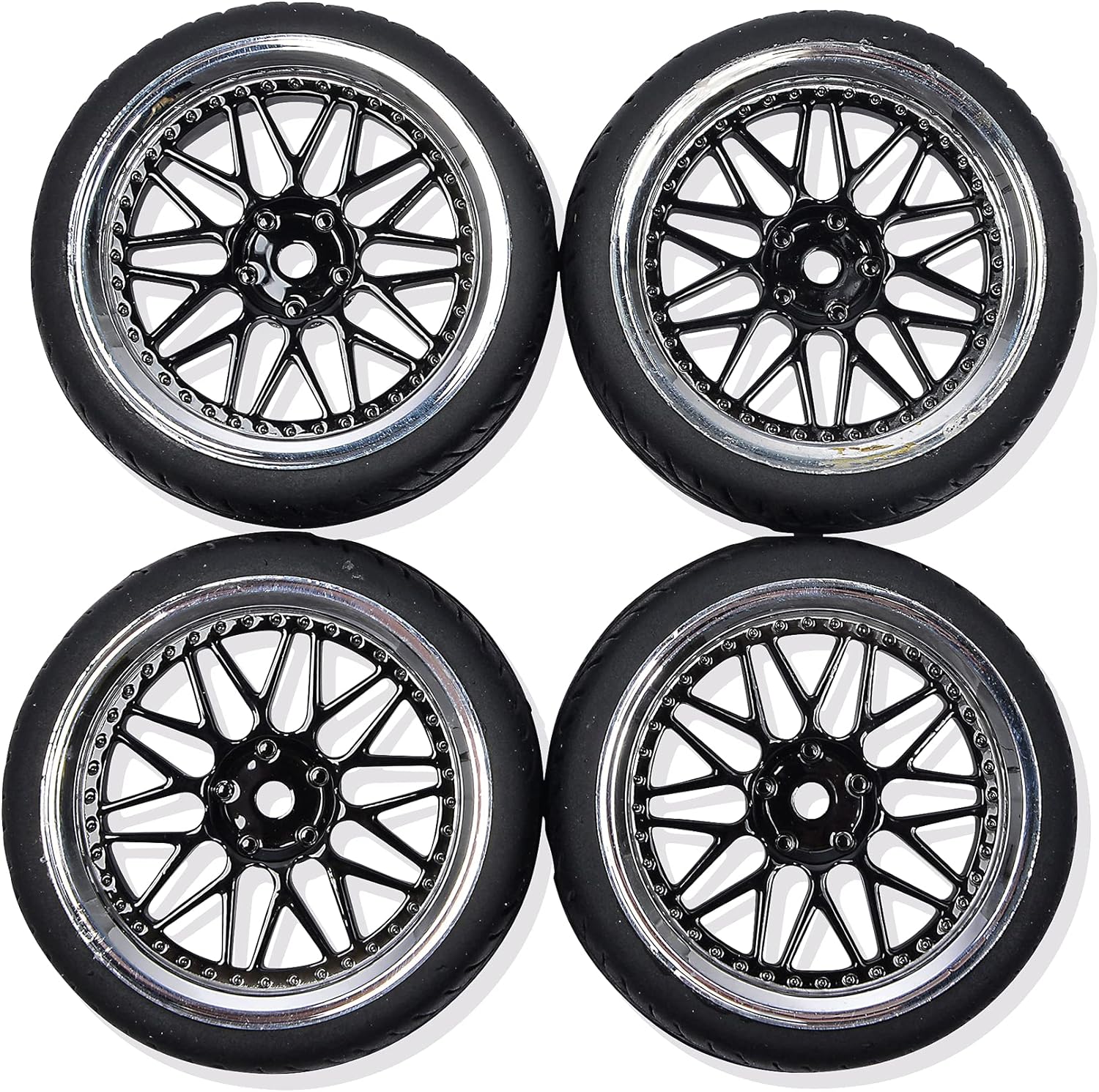 Carson 500900158 1:10 Wheel Y-Design (4) Black/Chrome Model Construction Accessories, Spare Part, Tuning, Tyre Set