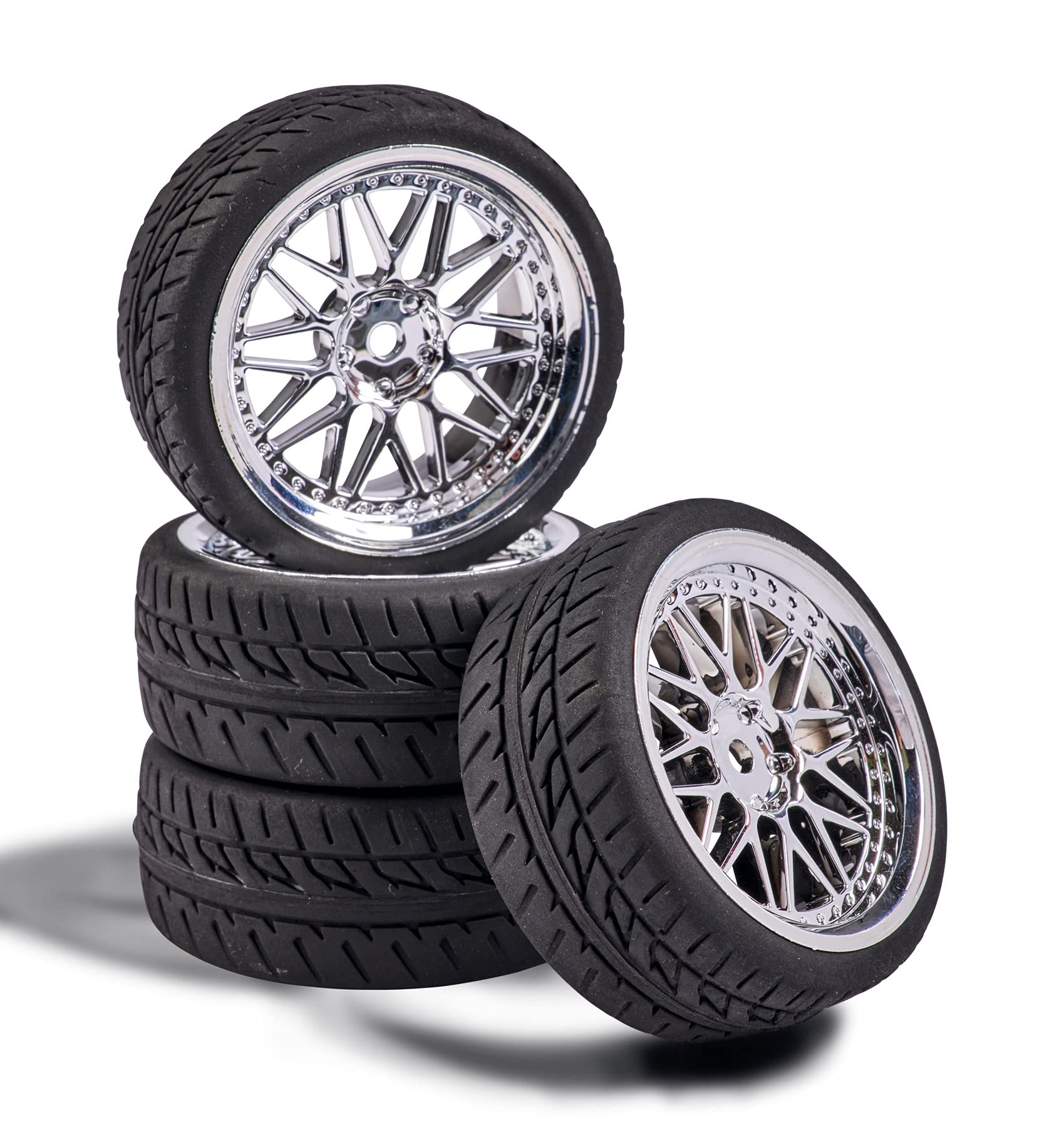 Carson 500900159 1:10 Y-Design1 (4) Chrome Model Building Accessories, Spare Part, Tuning, Tyre Set