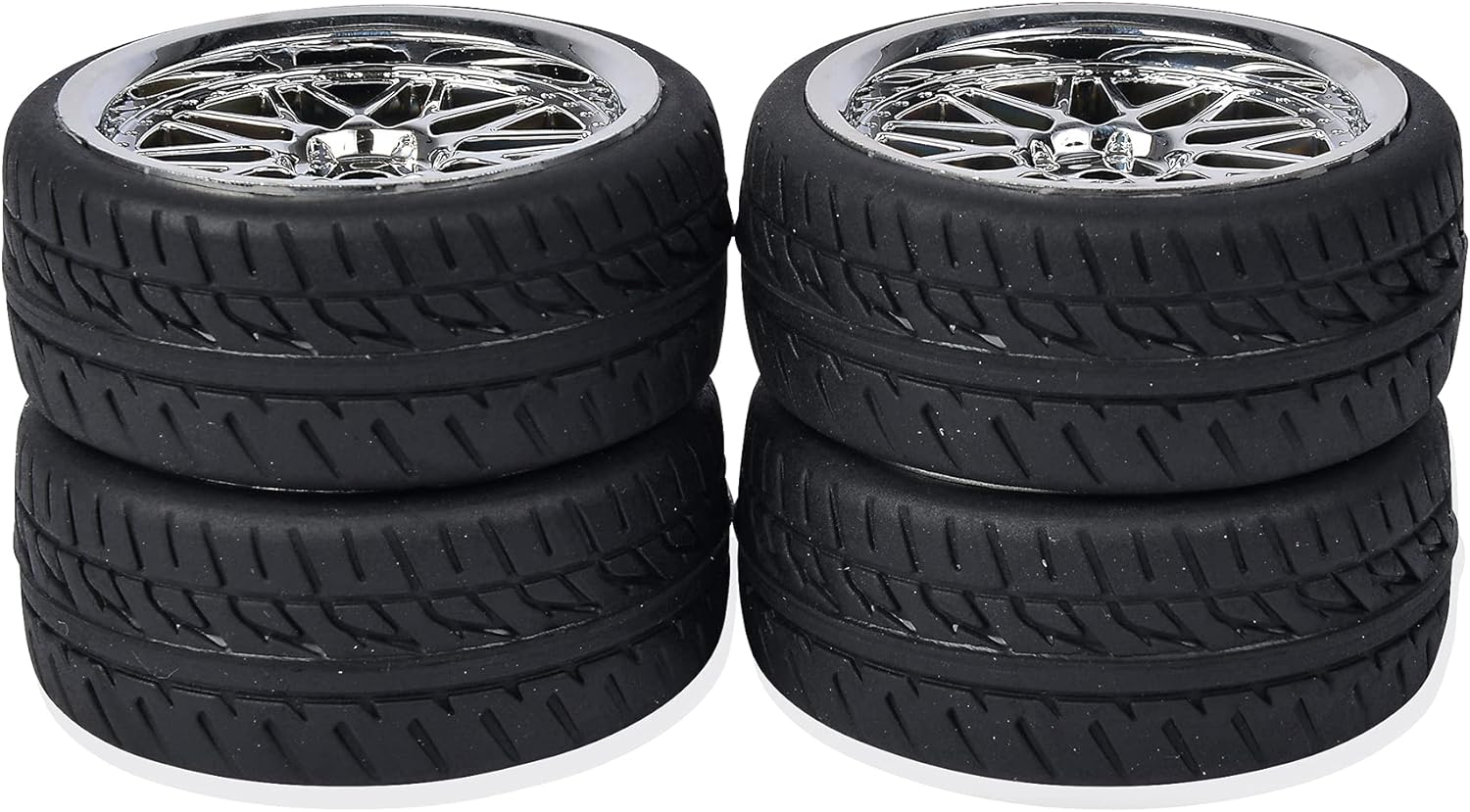 Carson 500900159 1:10 Y-Design1 (4) Chrome Model Building Accessories, Spare Part, Tuning, Tyre Set