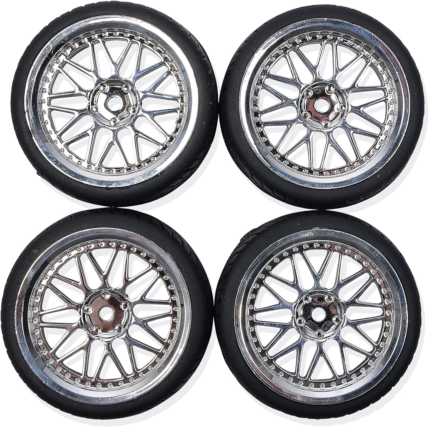 Carson 500900159 1:10 Y-Design1 (4) Chrome Model Building Accessories, Spare Part, Tuning, Tyre Set