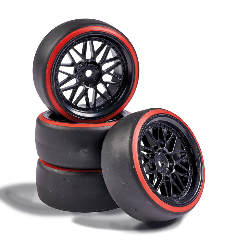 Carson Modellsport Road Complete Y-Spokes Black, red 4 Pieces 500900157 1:10 Drift Wheel (4) Model Construction Accessories, Spare Part, Tuning, Tyre Set