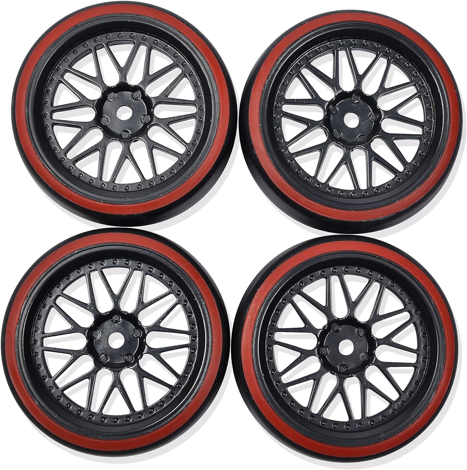 Carson Modellsport Road Complete Y-Spokes Black, red 4 Pieces 500900157 1:10 Drift Wheel (4) Model Construction Accessories, Spare Part, Tuning, Tyre Set