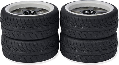 Carson 500900165 1:10 Wheel 5 Sp. Design (4) Black/White-Model Building Accessories, Spare Part, Tuning, tyre Set