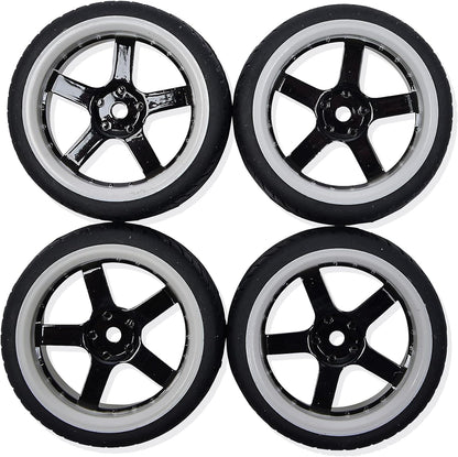 Carson 500900165 1:10 Wheel 5 Sp. Design (4) Black/White-Model Building Accessories, Spare Part, Tuning, tyre Set