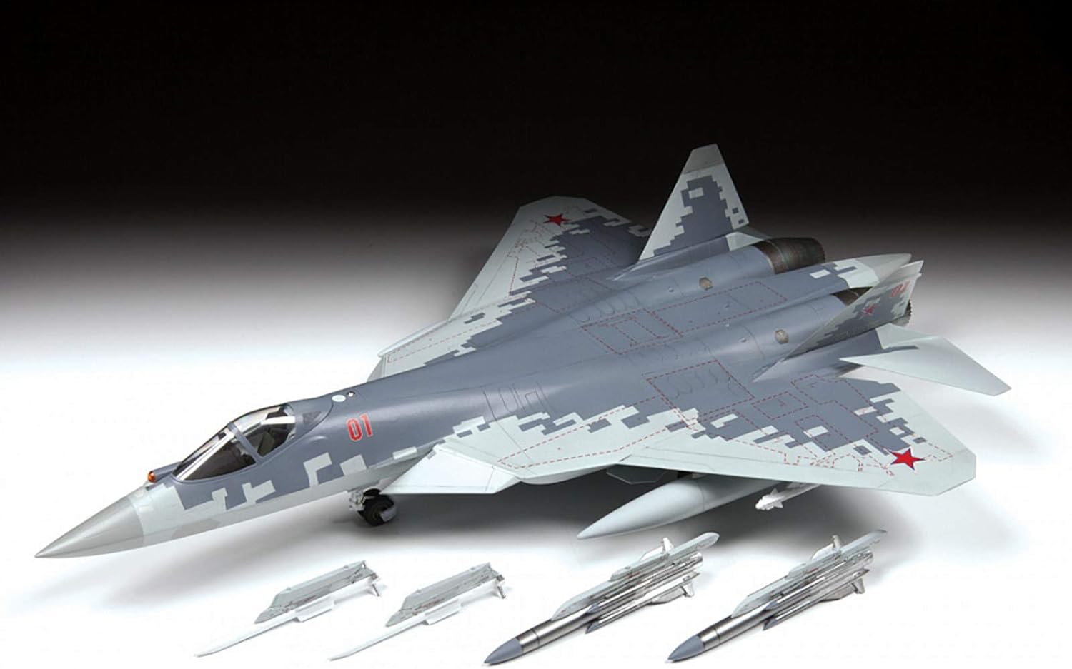 Zvezda 530004824 1:48 Sukhoi SU-57 Plastic Building Kit, Assembly Kit, Detailed Replica Multicoloured