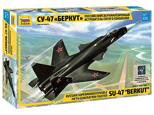 Zvezda 500787215 – 1:72 Combat Jet Sukhoi SU-47 Berkut WA – Plastic Construction Model Assembly kit – for Beginners – Detailed, Black