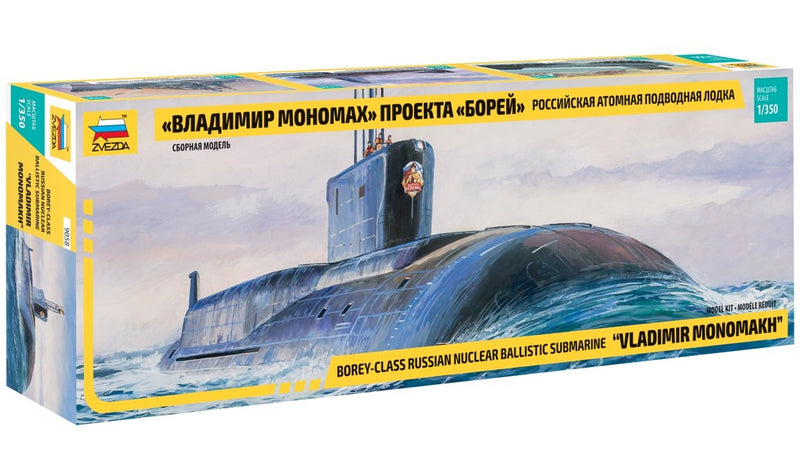 Zvezda 500789058 500789058-1:350 Borey-Class Russ.Nuclear Submarine-Plastic Model Assembly-Kit-for Beginners-Detailed, Gray