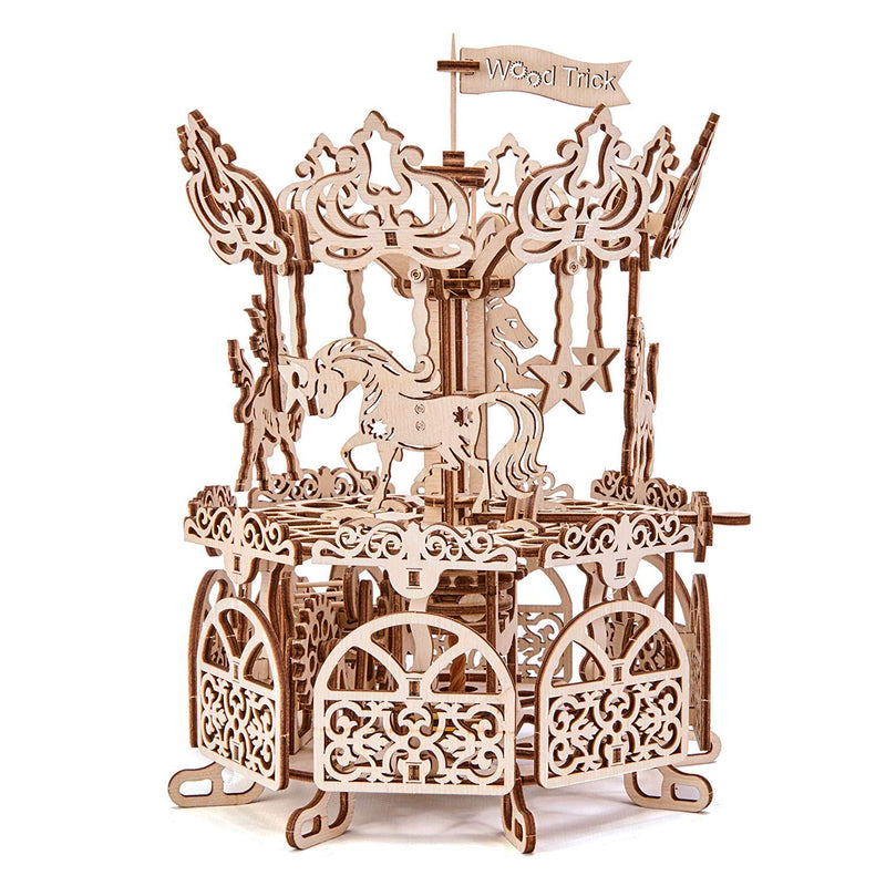 Wood Trick Wooden Carousel Horse Toy, Merry-Go-Round Toy Rotating Mechanical Model - 3D Wooden Puzzle, Assembly Toys, ECO Wooden Toys, Best DIY Toy - STEM Toys for Boys and Girls
