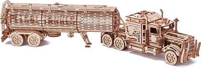Wood Trick Fuel Tank Trailer Addition for Big Rig Truck, Petrol Trailer for Semi Truck - 3D Wooden Puzzle, Best DIY Toy - STEM Toys for Boys and Girls