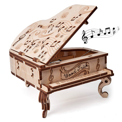 Wood Trick DIY Toy Piano Music Box Moonlight Sonata - 3D Wooden Puzzle, Assembly Toys, Brain Teaser for Adults and Kids, DIY Piano Kit