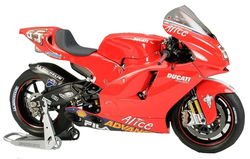Tamiya- Ducati Vehículo 300014101-1 Desmosedici No. 65 MotoGP´03, réplica Fiel de plástico, Manualidades, Kit de Modelo, Montaje, sin Pintar, Multicolor, 1:12 (14101