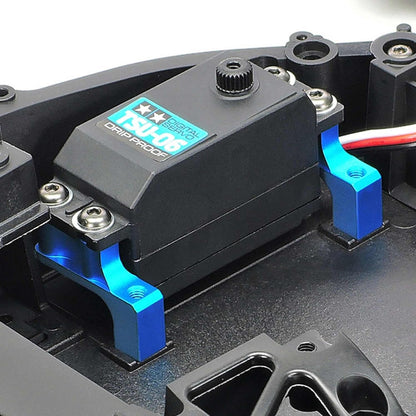 TAMIYA 22030 TD4 Aluminium Steering Servo Holder Set (2) Model Making, Tuning Part, Remote Controlled Vehicle, RC Kit