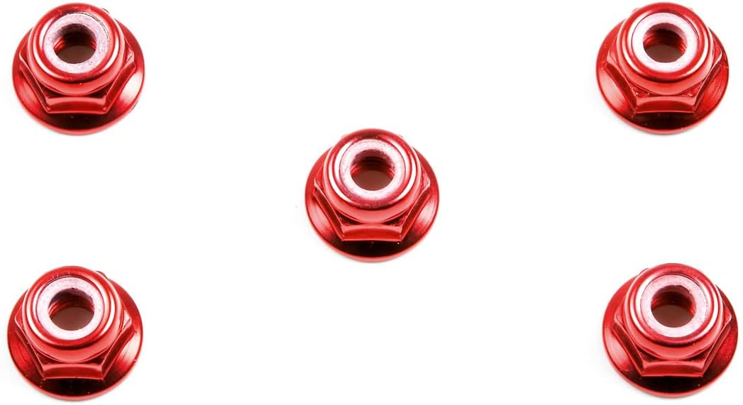 Tamiya 300053160 Aluminium Stop Nut Anodised Red (5), 4 mm